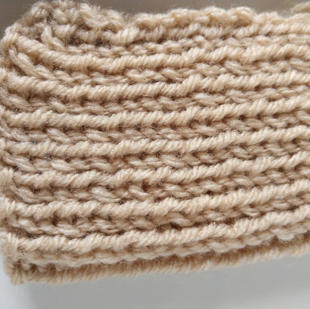 Gloves Fingerless Hand Crafted Tan Blue Green Knit Boho Winter Essential